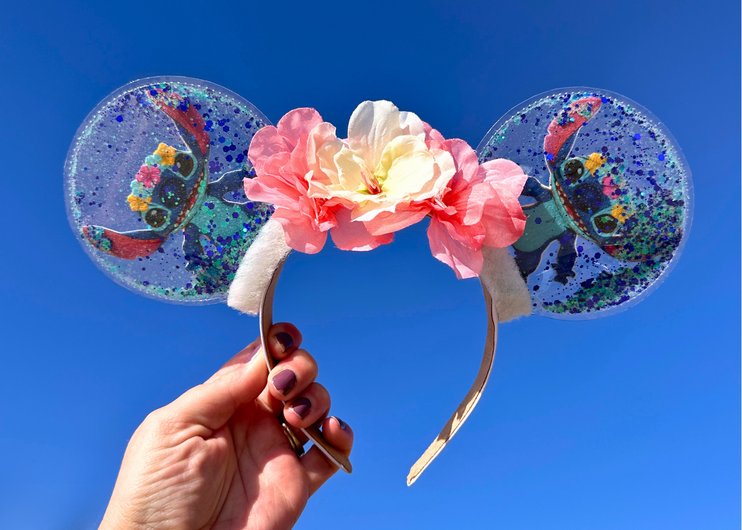 Stitch inspired Glitter Shaker Mickey Ears