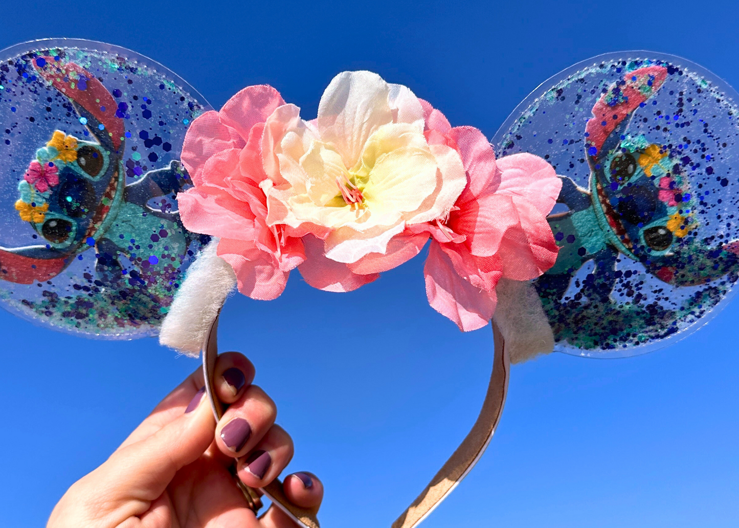 Stitch inspired Glitter Shaker Mickey Ears