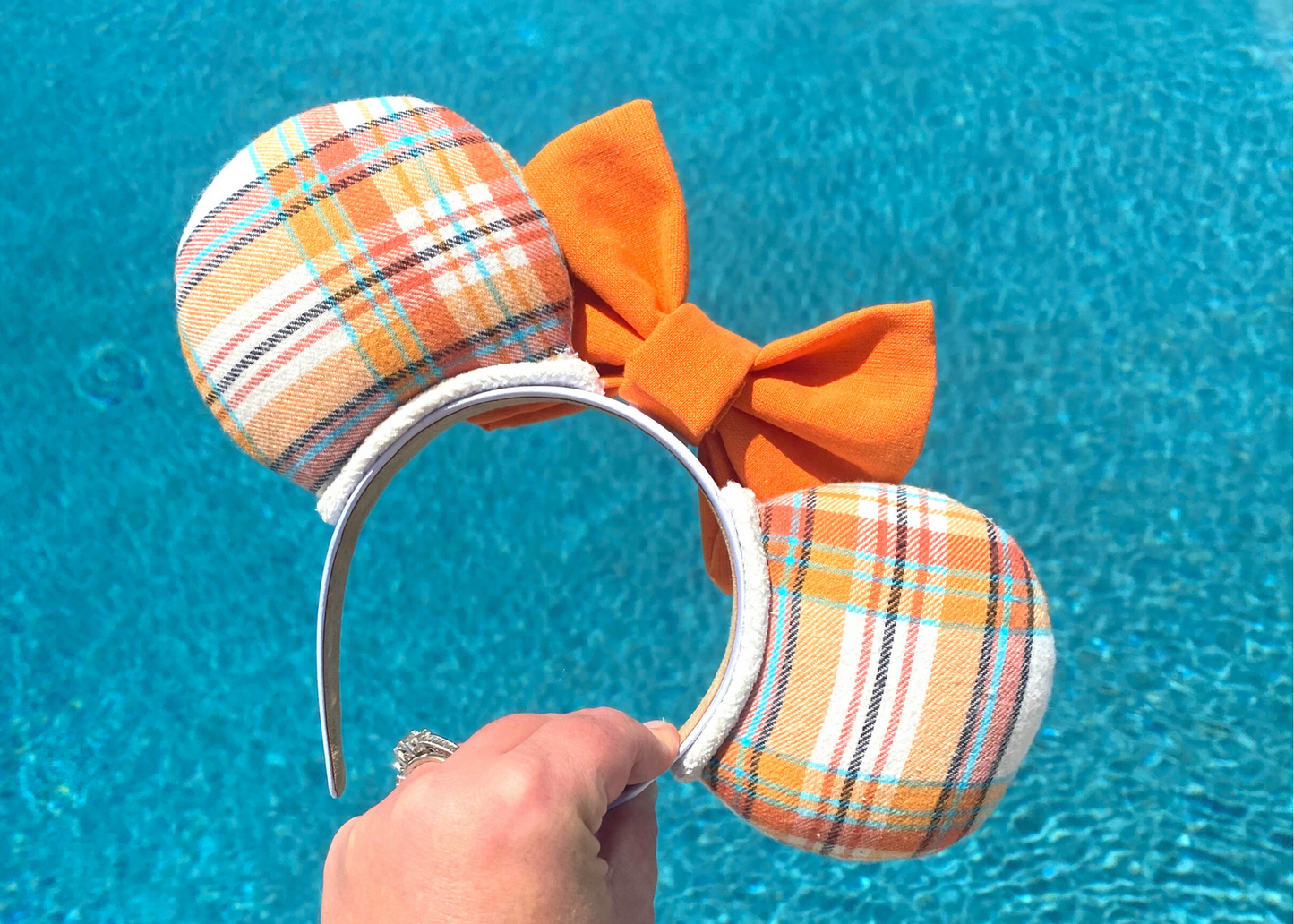 Orange Cream Plaid Fall Mouse Ears