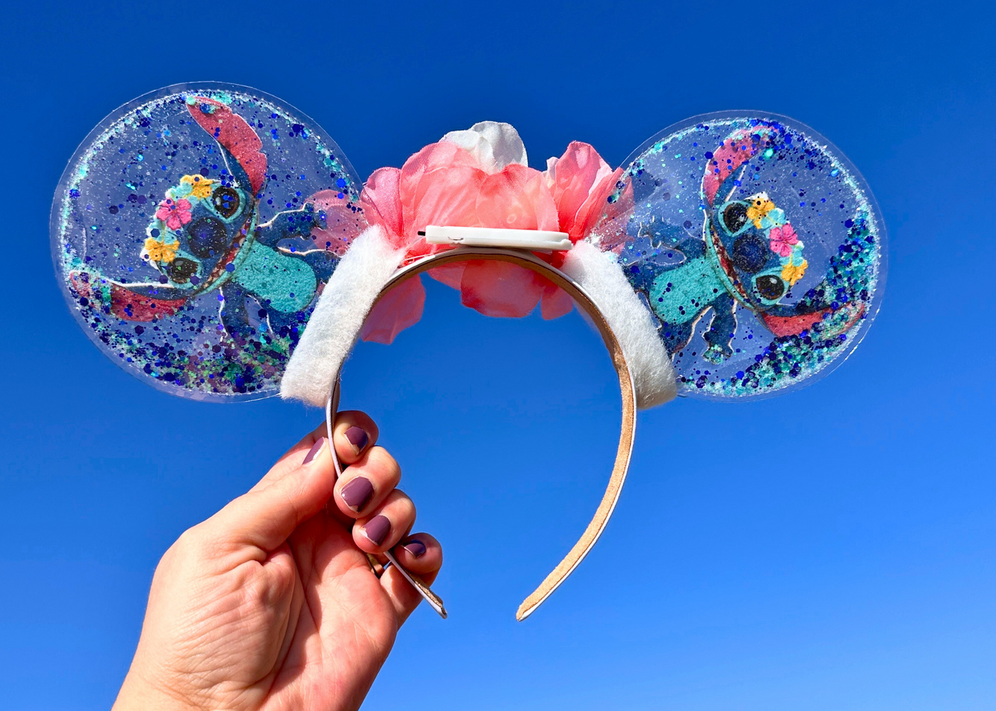 Stitch inspired Glitter Shaker Mickey Ears