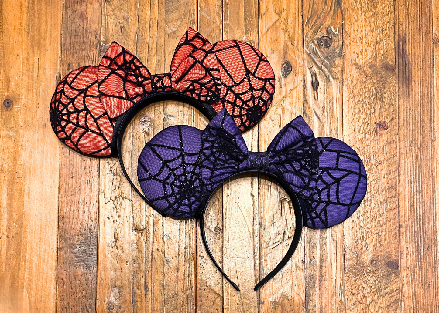 Purple and Black Spooky Spider Web Halloween Minnie Ears