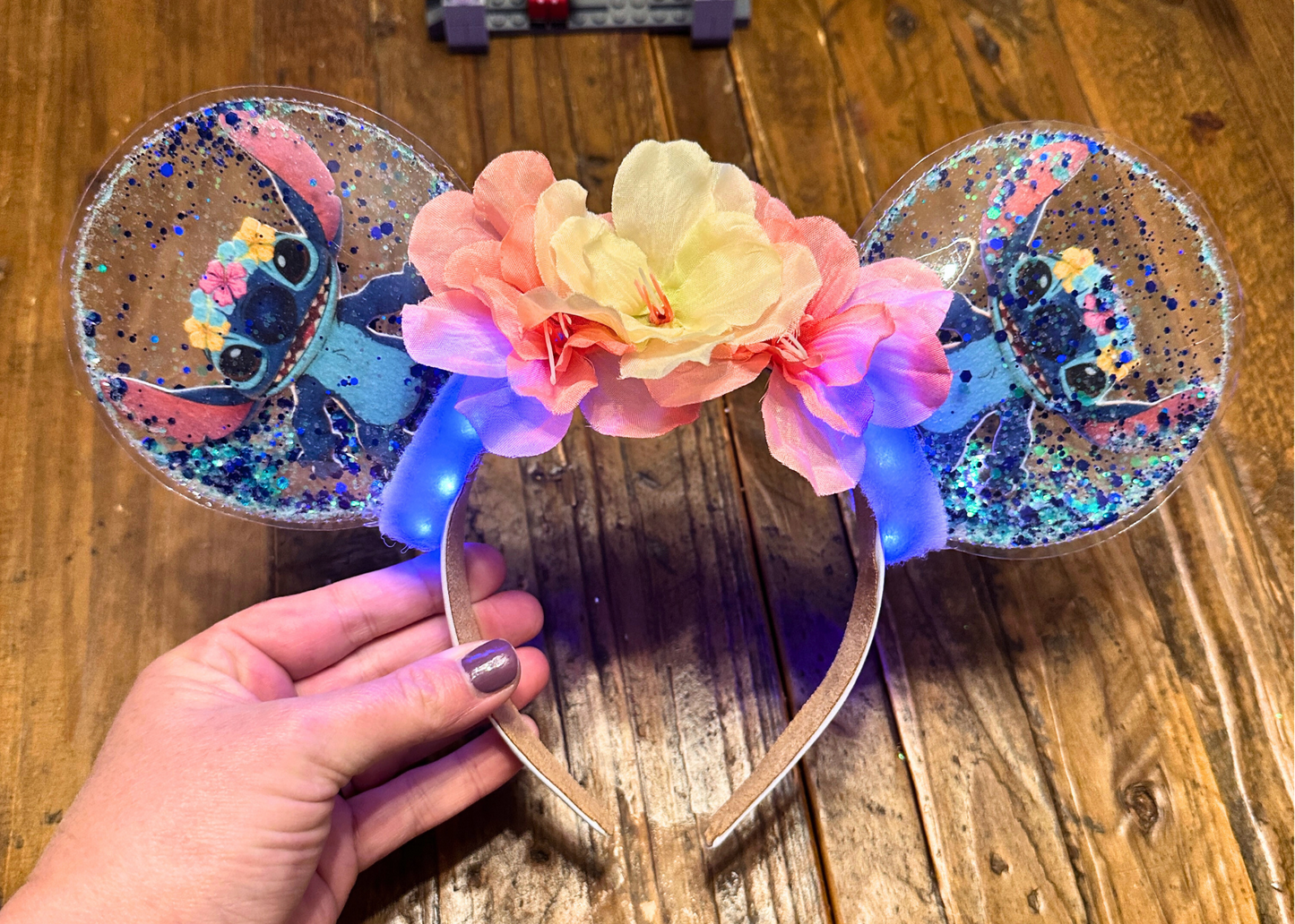 Stitch inspired Glitter Shaker Mickey Ears