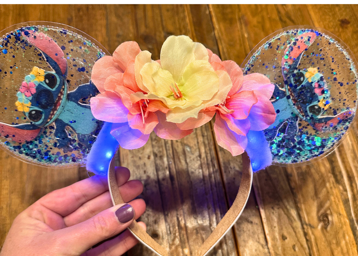 Stitch inspired Glitter Shaker Mickey Ears