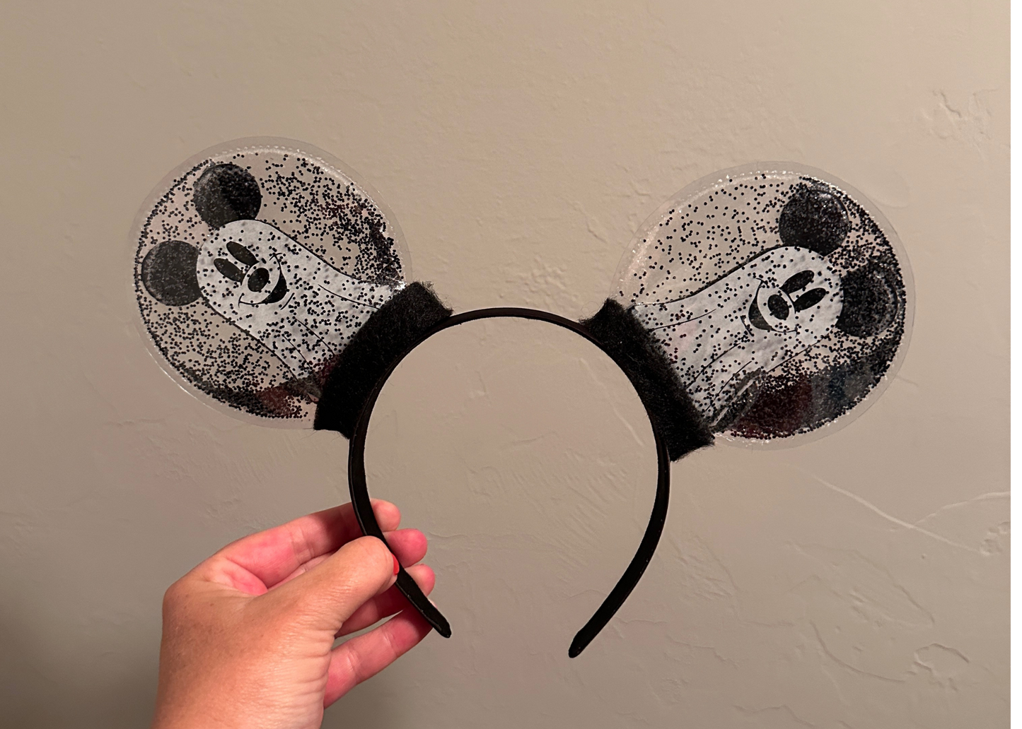Mickey Ghost Glow in the Dark Glitter Shaker Halloween Ears