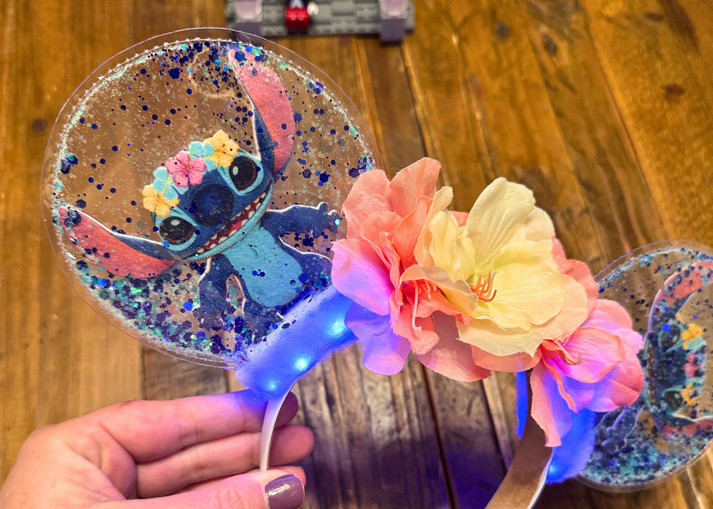 Stitch inspired Glitter Shaker Mickey Ears