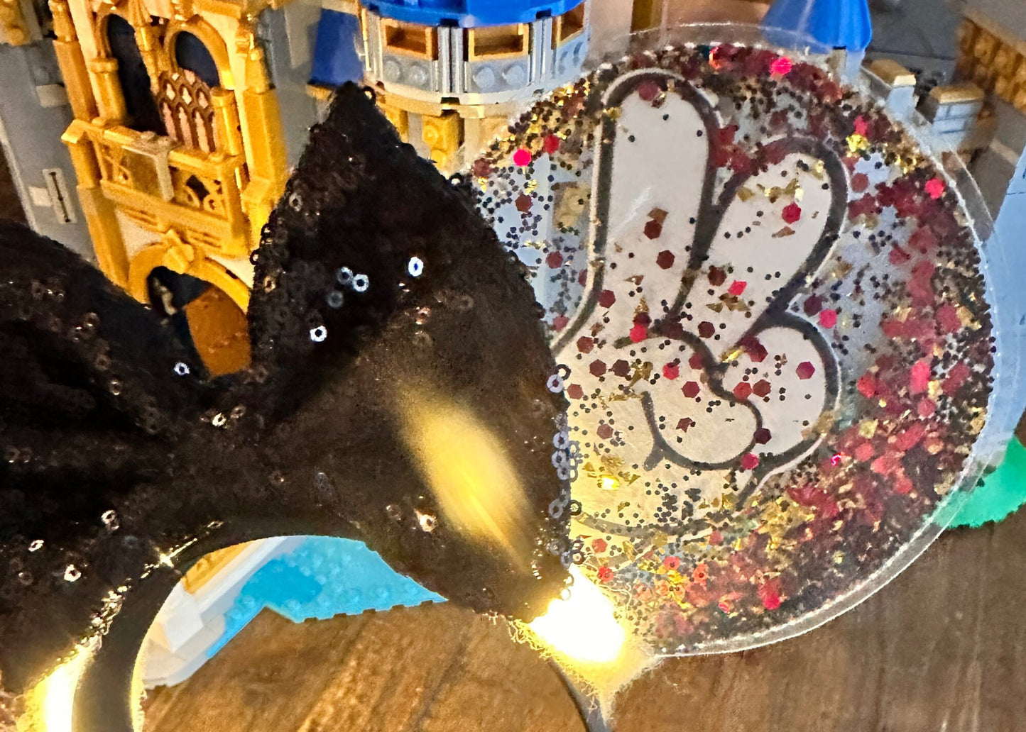 Mickey Hands Peace Sign Glitter Disney Mouse Ears Headband, Clear Minnie Ear, Sequin Bow, Peace Love Disney, Cute Unique Disneyland Headband