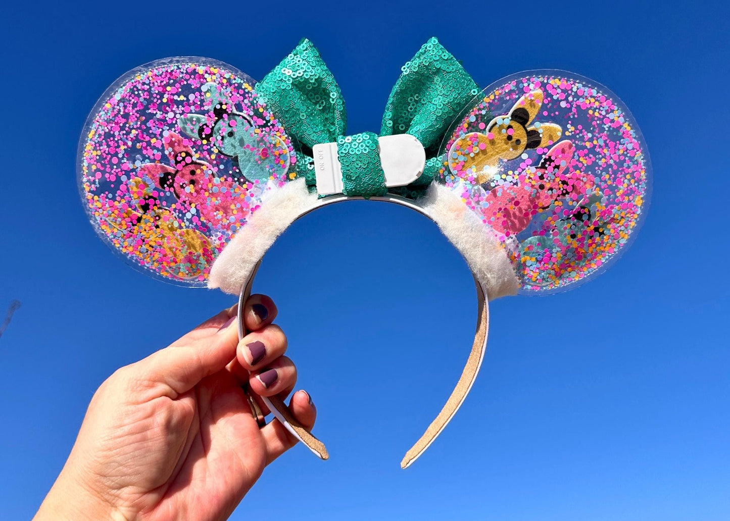Easter Peeps with Mickey Ears Disney Headband, Spring Pastel Minnie Ears, Sequin Bow, Glitter Bubble Disneyland Ear, DisneyWorld Accessories