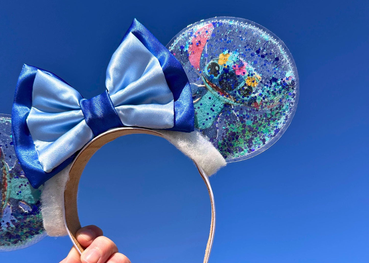 Stitch Disney Ears, Lilo and Stitch Mickey Ears Mouse Headband, Hawaiian Alien Minnie Ears, Movie Character, Aulani, Ohana, Glitter Shaker