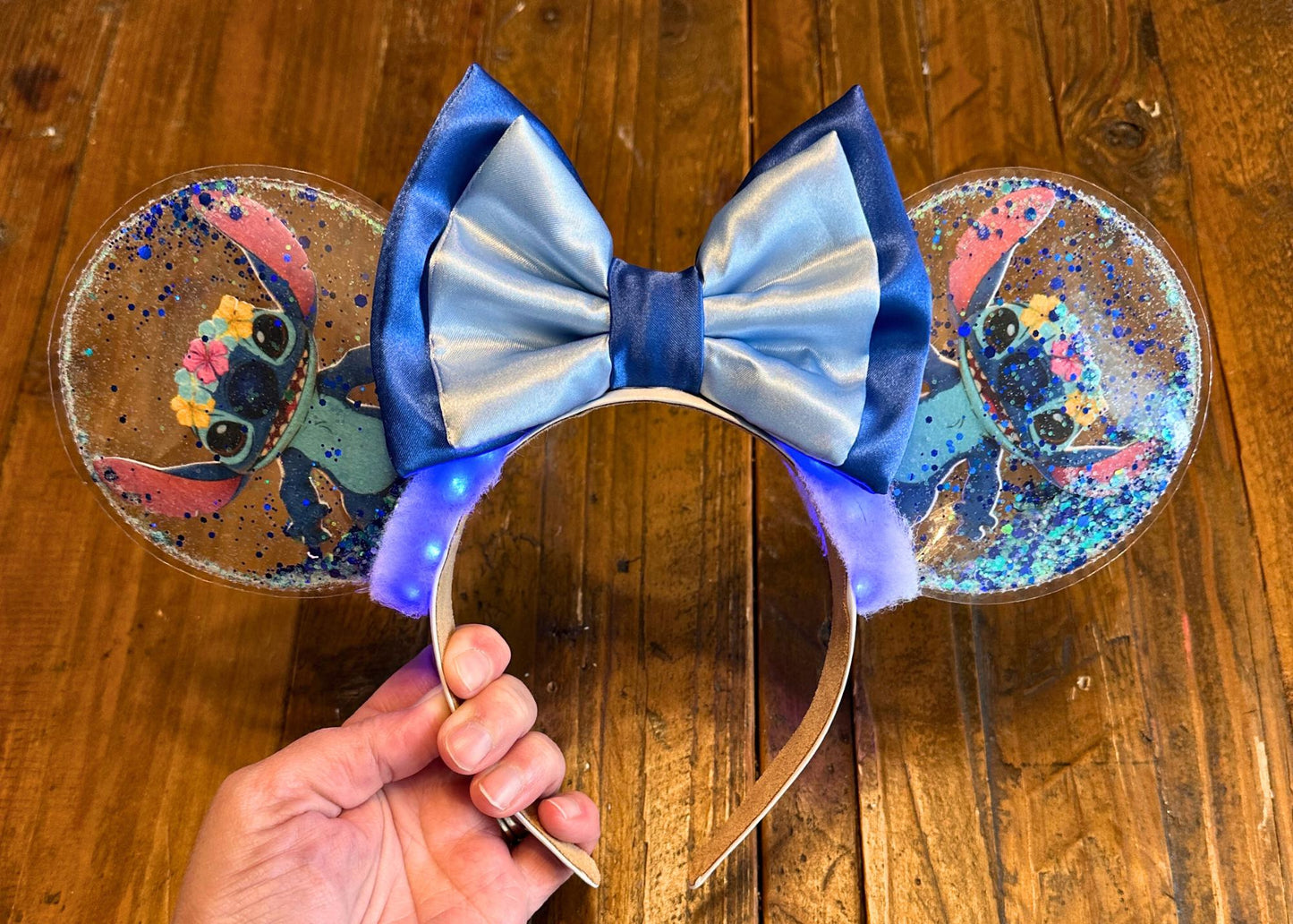 Stitch Disney Ears, Lilo and Stitch Mickey Ears Mouse Headband, Hawaiian Alien Minnie Ears, Movie Character, Aulani, Ohana, Glitter Shaker