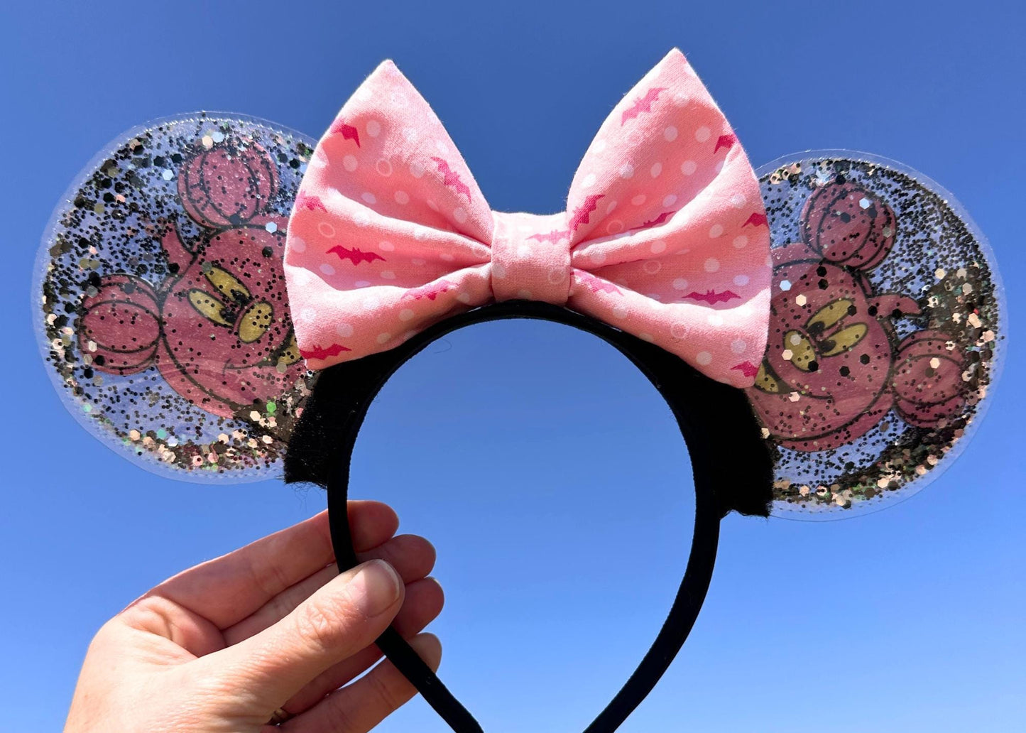 Pink Mickey Pumpkin Pastel Halloween Disney Mouse Ears Headband
