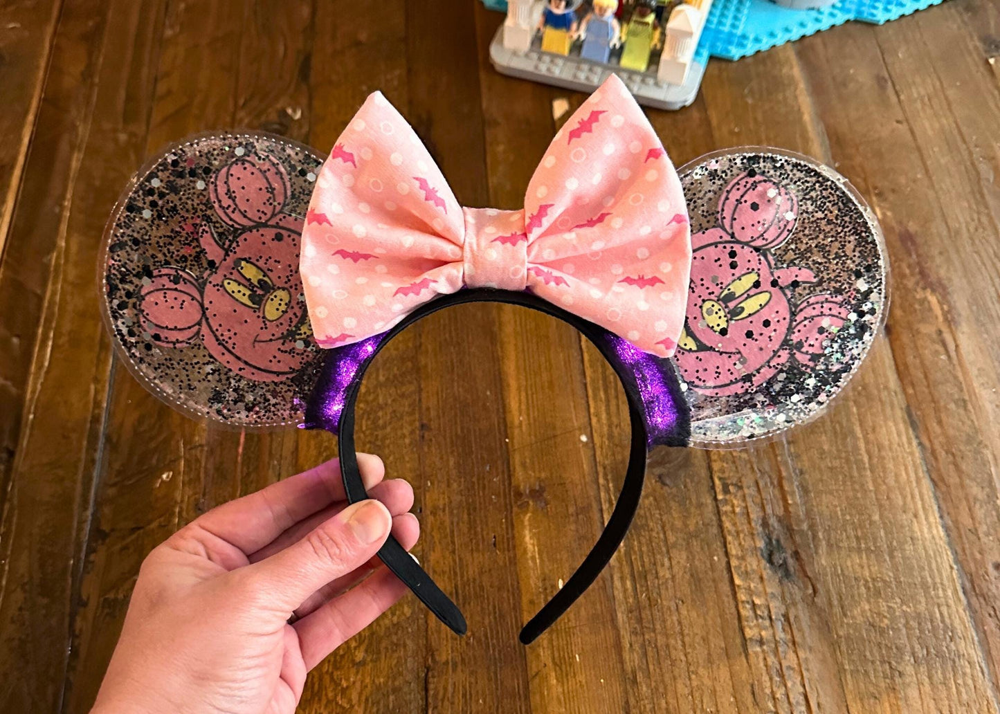 Pink Mickey Pumpkin Pastel Halloween Disney Mouse Ears Headband