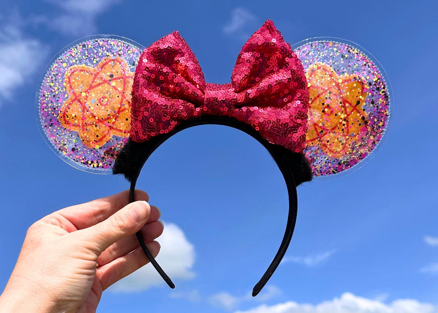 Retro 90s Disney Goofy Movie Powerline Mouse Ears Headband, Glitter Sparkle Mickey Ears, Disneyland Minnie Headband, Max, Roxanne, Stand Out