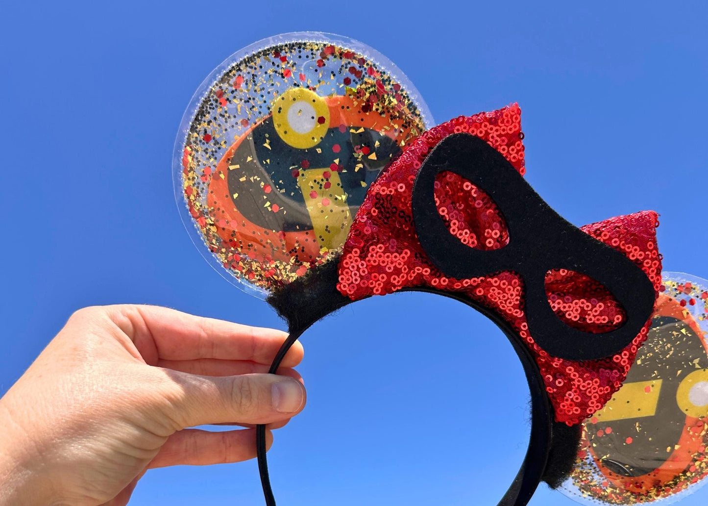 The Incredibles inspired Disney Mouse Ears Headband, Super Hero Mickey Ears, Elastigirl Cosplay Costume, Jack Jack, Disneyland Pixar Pier