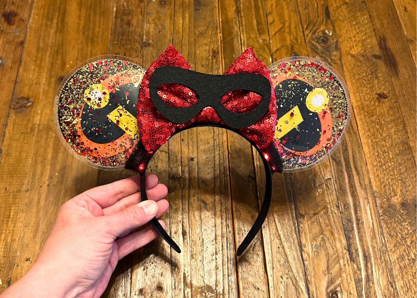 The Incredibles inspired Disney Mouse Ears Headband, Super Hero Mickey Ears, Elastigirl Cosplay Costume, Jack Jack, Disneyland Pixar Pier