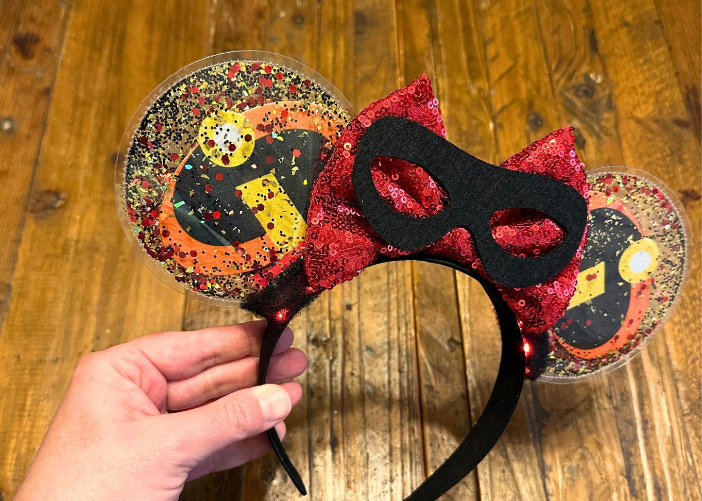 The Incredibles inspired Disney Mouse Ears Headband, Super Hero Mickey Ears, Elastigirl Cosplay Costume, Jack Jack, Disneyland Pixar Pier