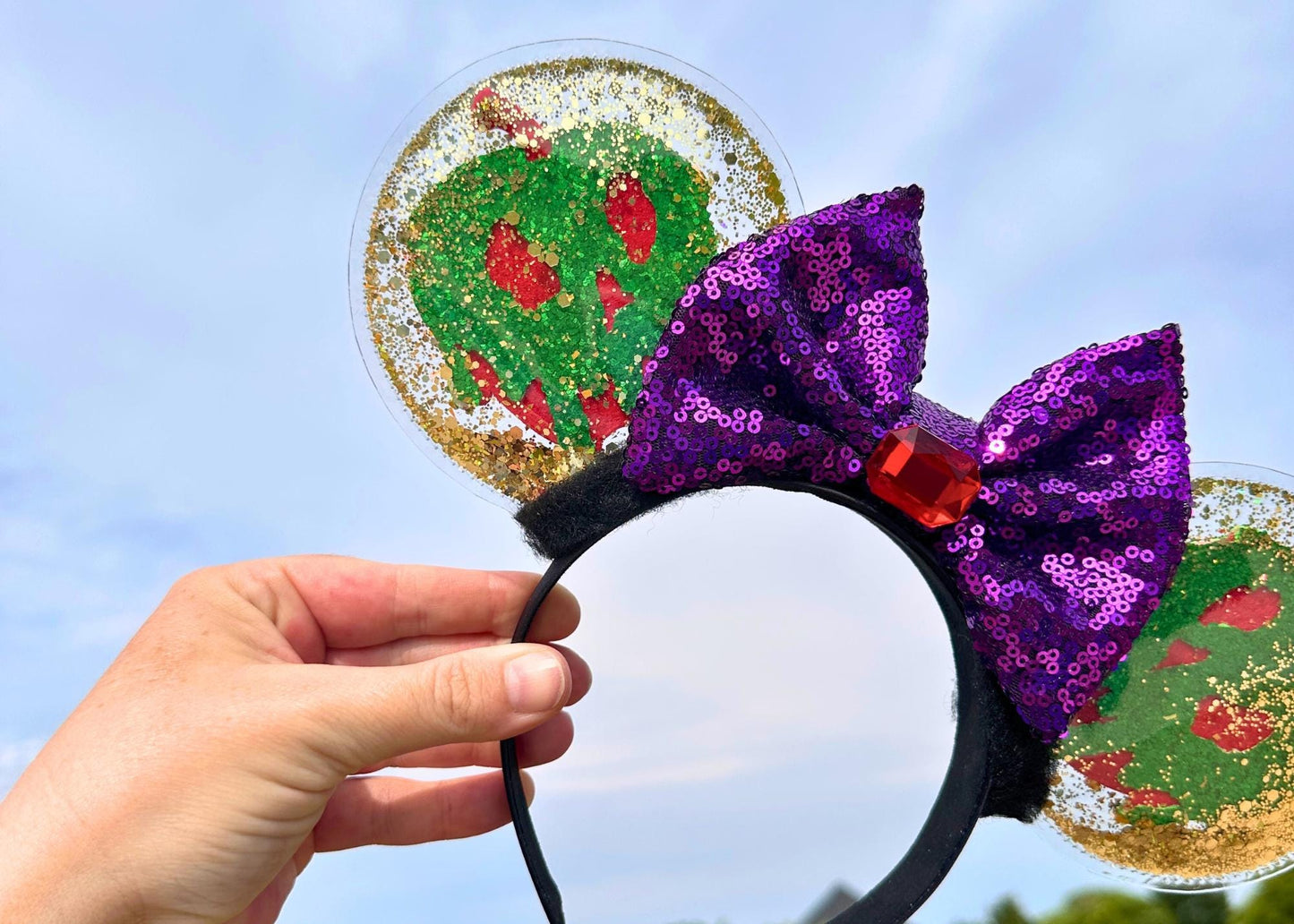 Snow White Evil Queen Poison Apple Disney Villain Mickey Ears Mouse Headband, Wicked Queen Minnie Ears, Halloween Costume, Seven Dwarfs