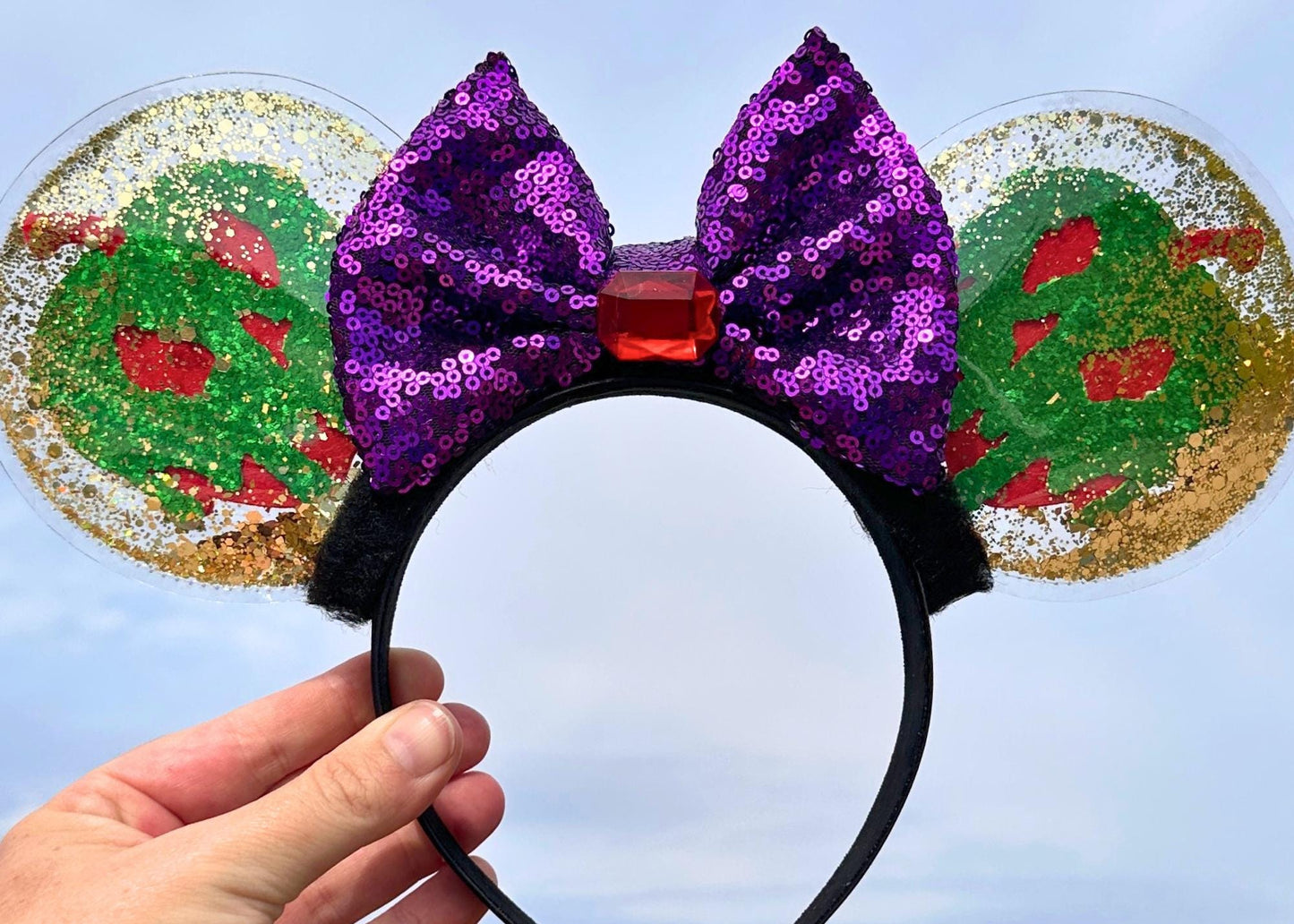 Snow White Evil Queen Poison Apple Disney Villain Mickey Ears Mouse Headband, Wicked Queen Minnie Ears, Halloween Costume, Seven Dwarfs