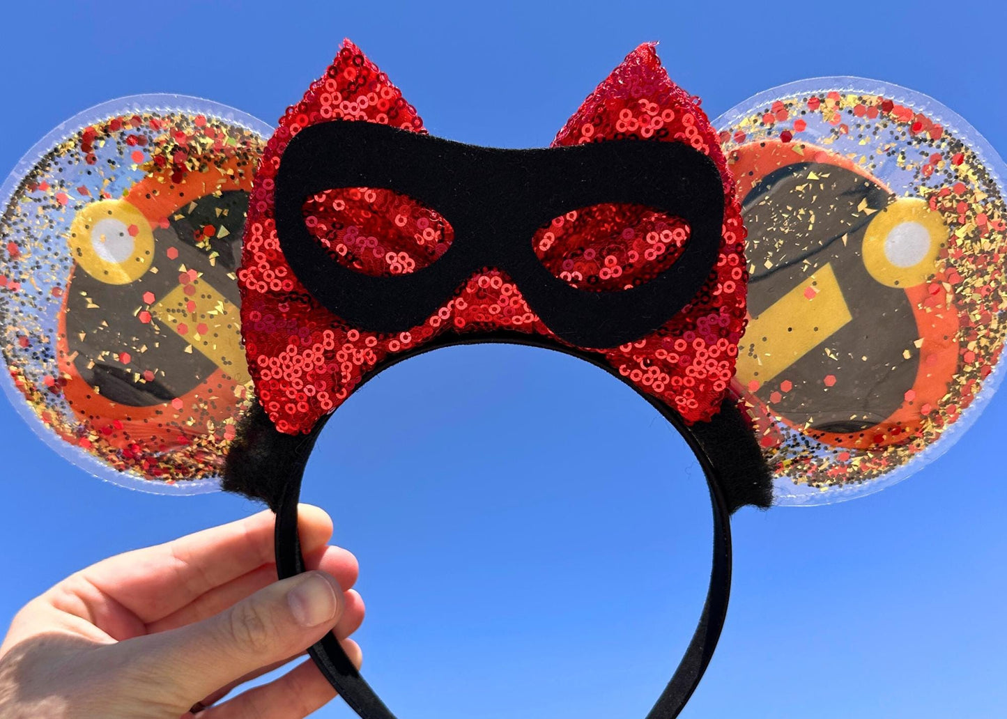 The Incredibles inspired Disney Mouse Ears Headband, Super Hero Mickey Ears, Elastigirl Cosplay Costume, Jack Jack, Disneyland Pixar Pier