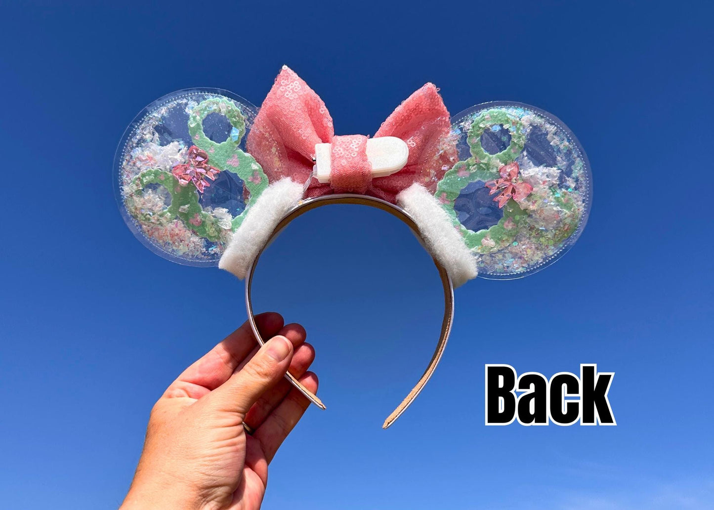 Pink Holiday Mickey Wreath Disney Christmas Mouse Ears Headband