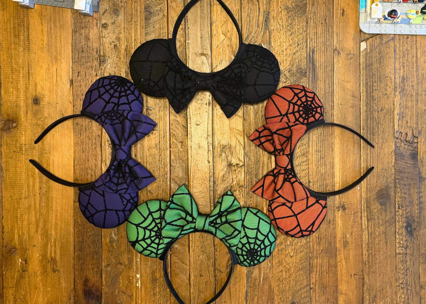 Black Spooky Spider Web Disney Halloween Mouse Ears Headband, Handmade Minnie Ears, Black Glitter Ear, Not So Scary Costume Accessory