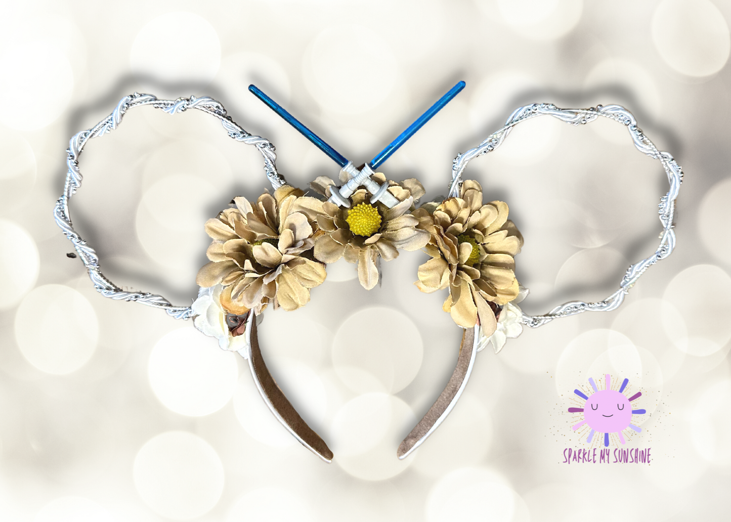 Blue Lightsaber Floral Wire Light Up Mouse Ears