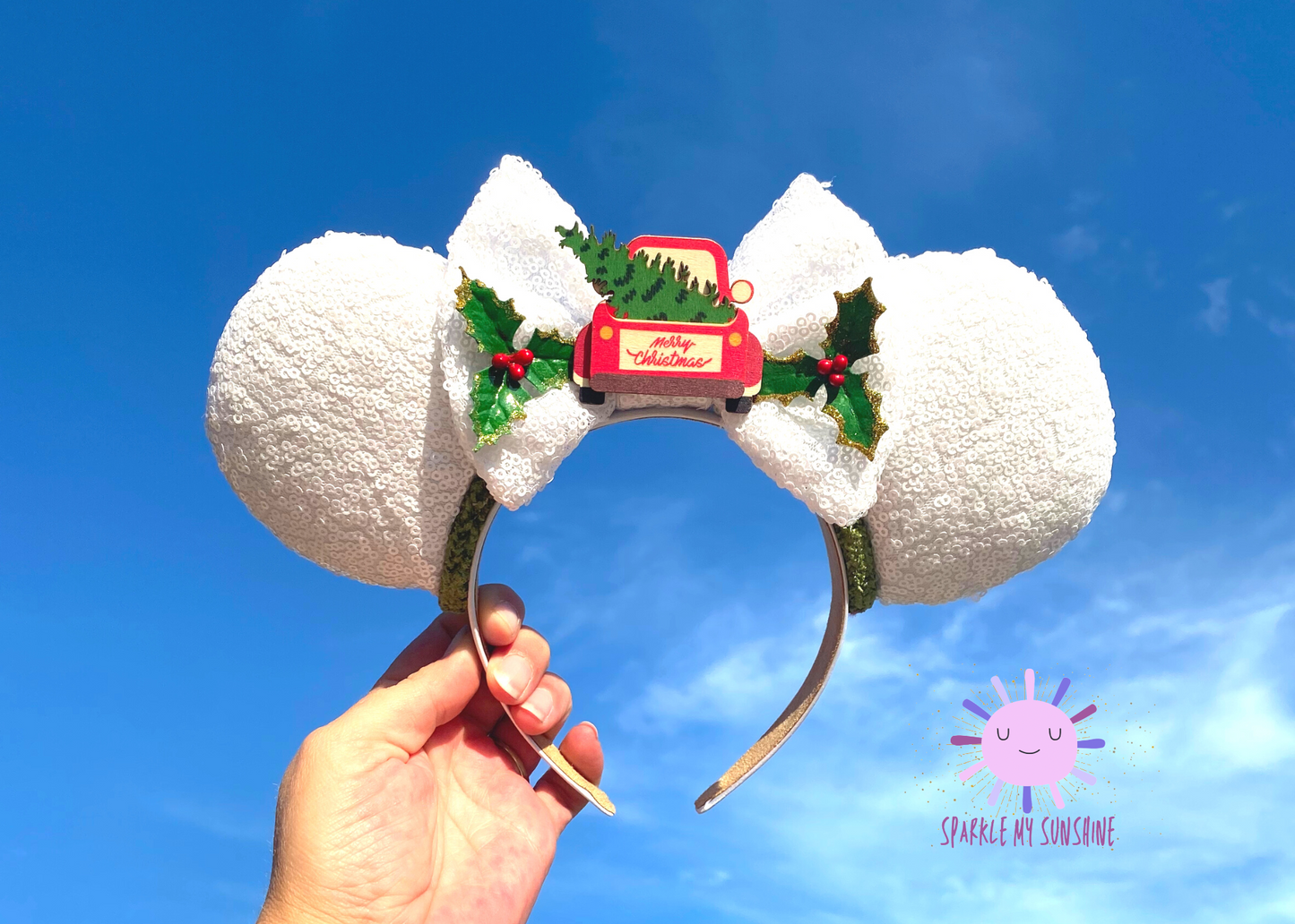 Winter White Sequin Christmas Mouse Ears