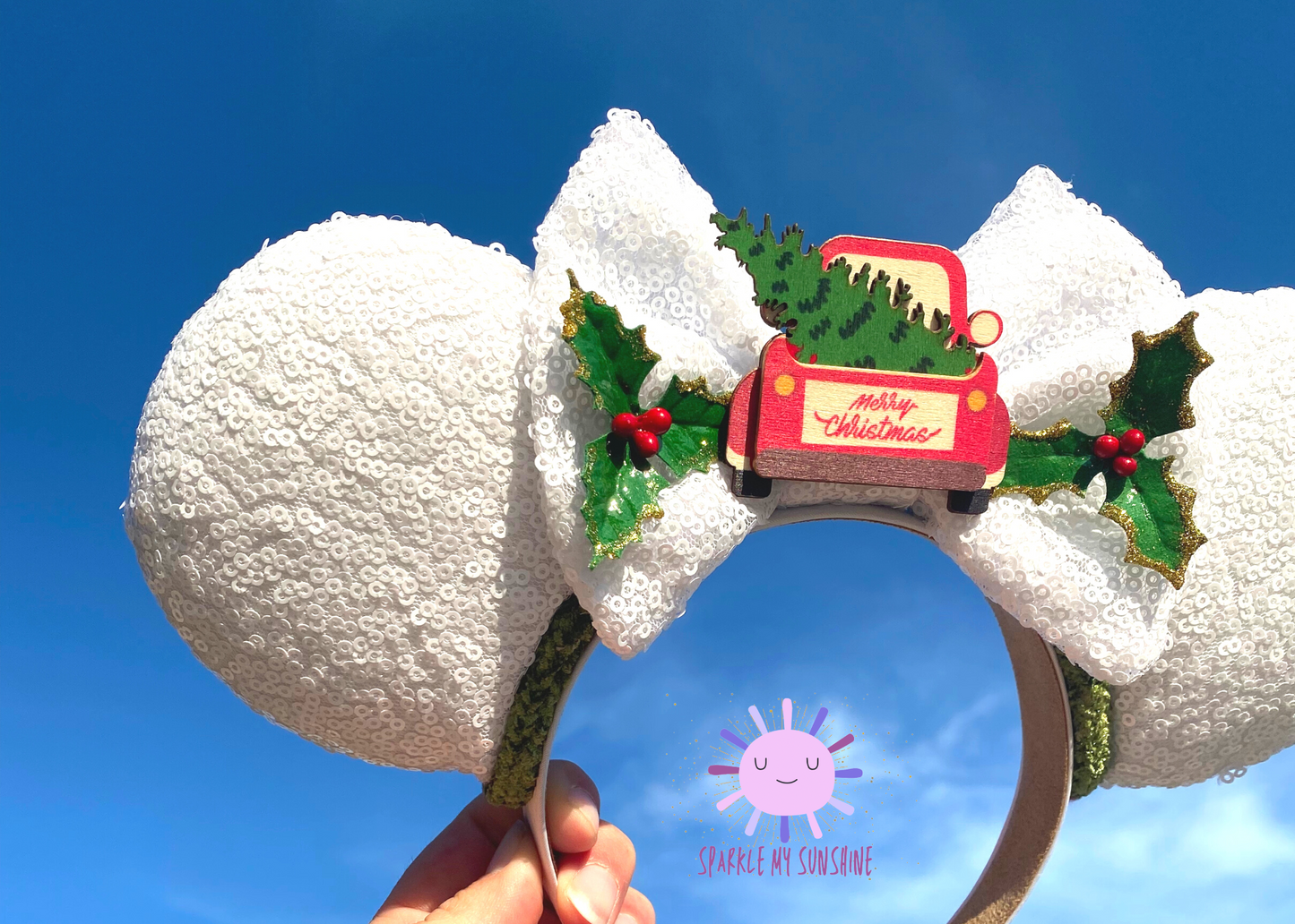 Winter White Sequin Christmas Mouse Ears