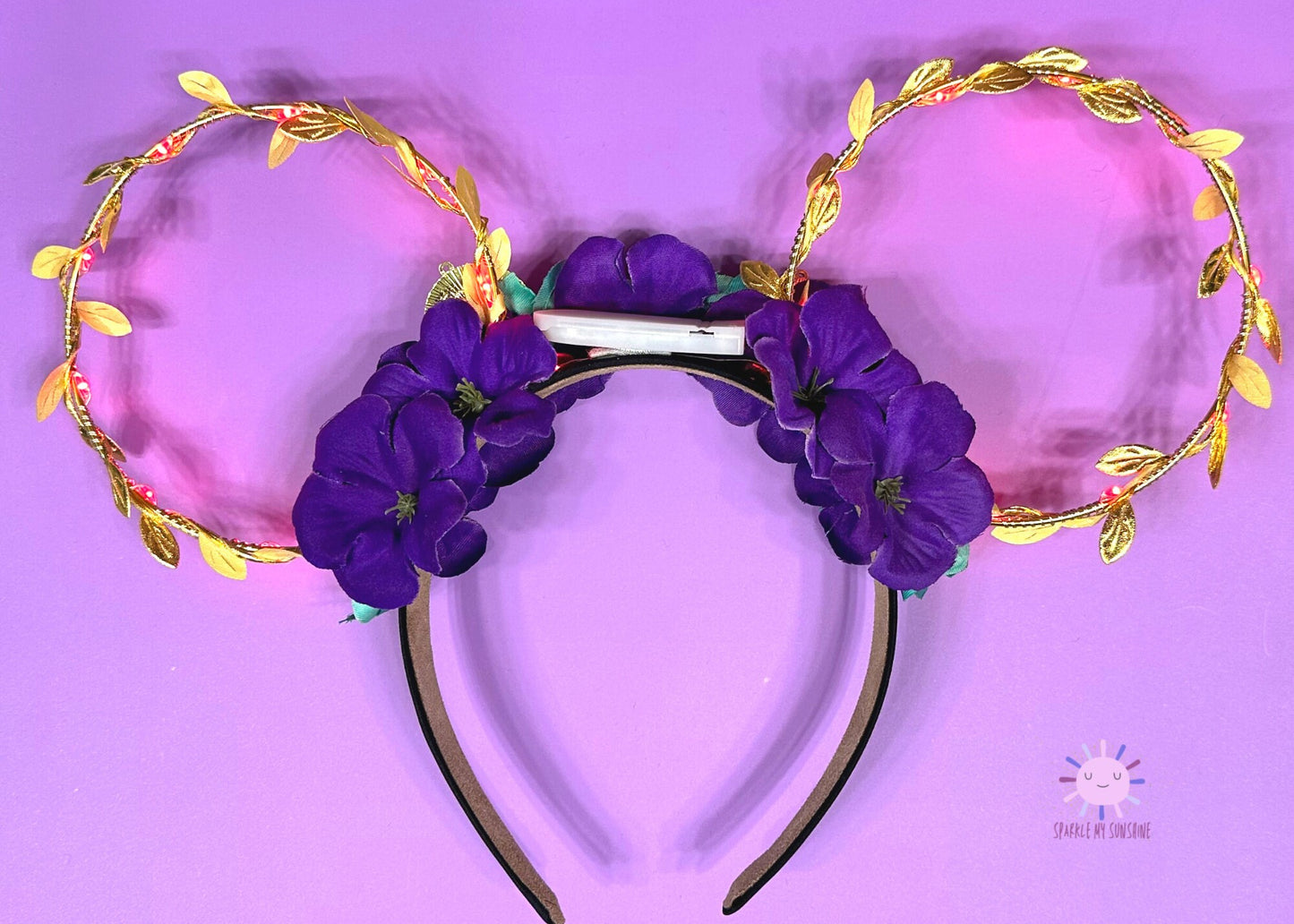 Ariel Disney Ears, Little Mermaid Floral Wire Mickey Ears, Princess Minnie Ears, Gold Flower and Garden Crown, Disney Birthday Gift