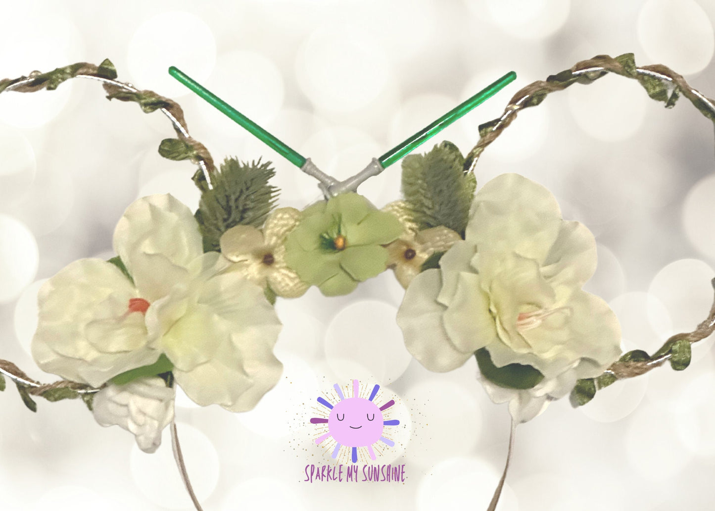 Star Wars Jedi Yoda Grogu Floral Disney Ears | Ahsoka Tano Green Lightsaber Mickey Ears | Luke Skywalker Minnie Mouse Ears Headband