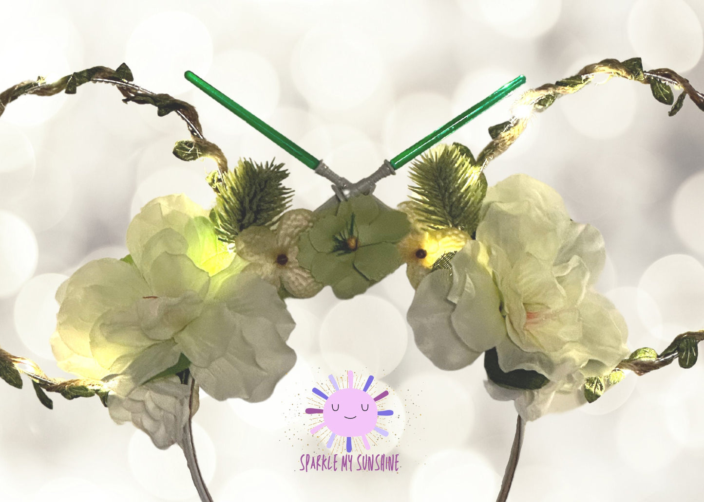 Star Wars Jedi Yoda Grogu Floral Disney Ears | Ahsoka Tano Green Lightsaber Mickey Ears | Luke Skywalker Minnie Mouse Ears Headband
