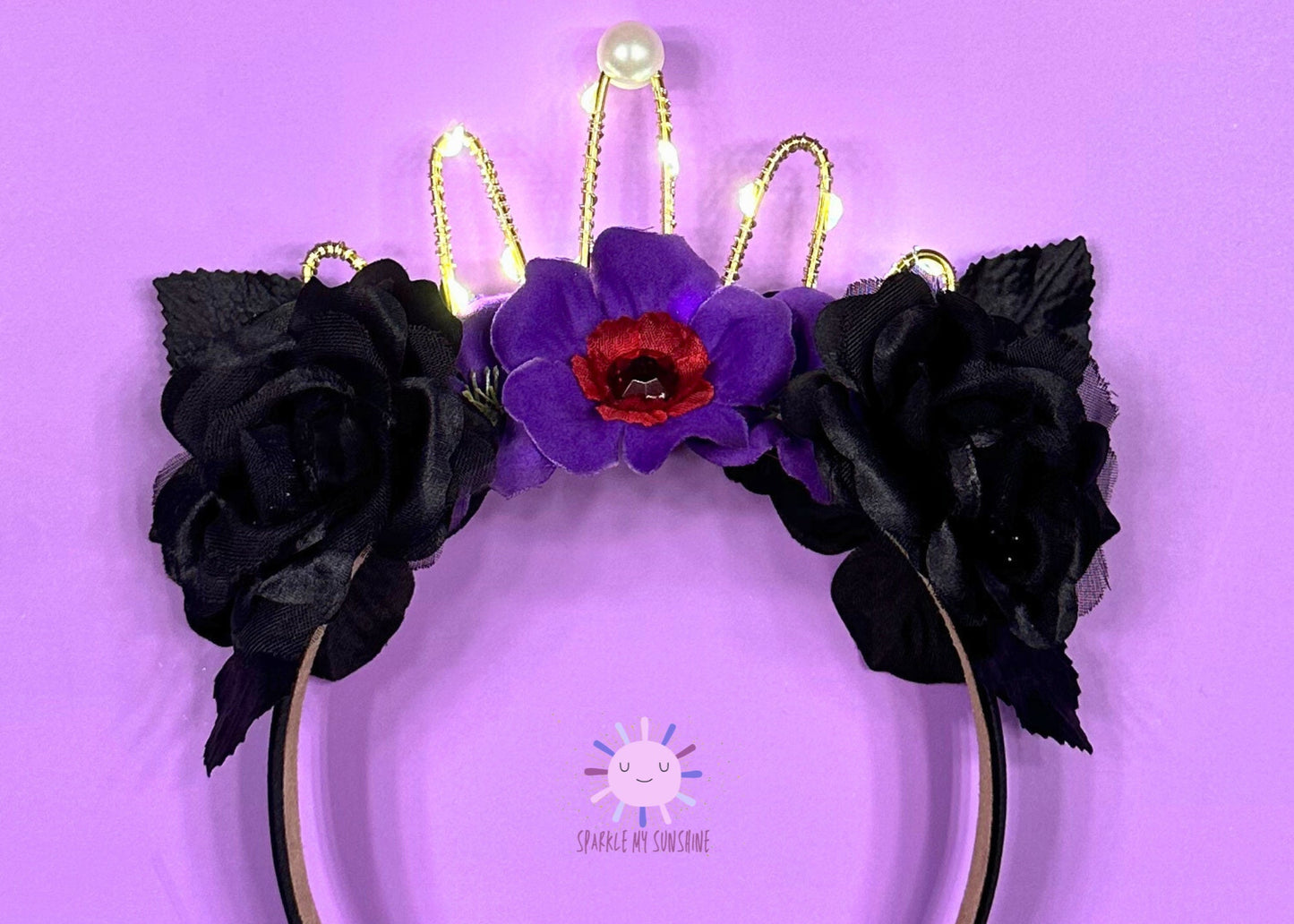 Evil Queen Crown Disney Ears, Snow White Mickey Ears, Descendants Headband, Floral Wire Minnie Ears, Halloween Costume, Villains, Maleficent