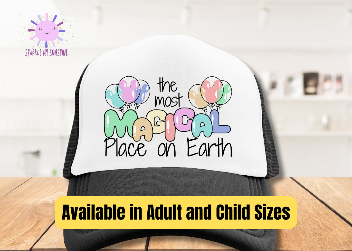 Disney World Trucker Hat, Magical Place on Earth Baseball Cap, Disney World Kids Hat, Mickey Balloons Hat, Disney Mom Outfit, Disney Ears