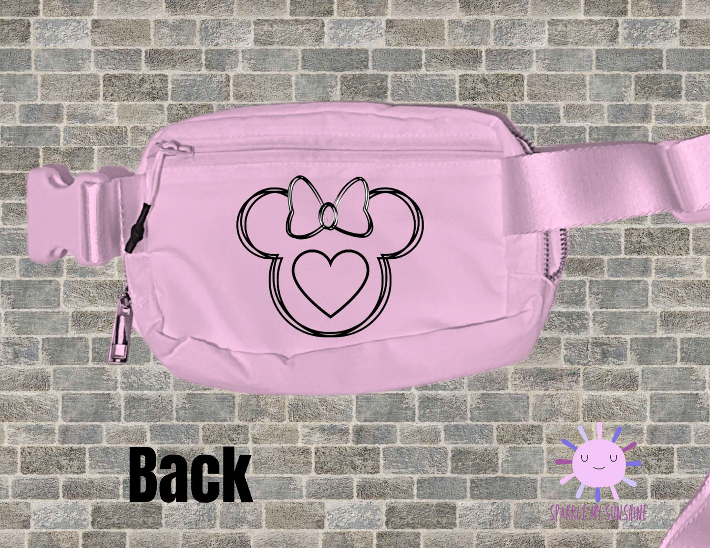 Pink Personalized Monogram Minnie Fanny Pack, Custom Disney Belt Bag, Purple Novelty Purse, Cross Body Bag, Sling Bag, Waist Bag, Bum Bag