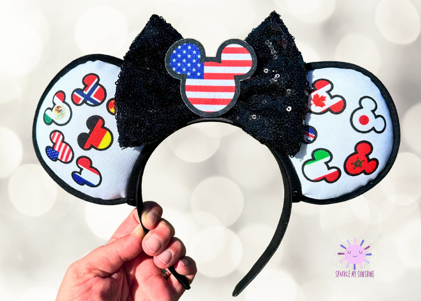 World Showcase Disney Epcot Mickey Ears, Around the World Mouse Head Minnie Ears, Disney Headband, Personalized Ears, Epcot Drinking Ears