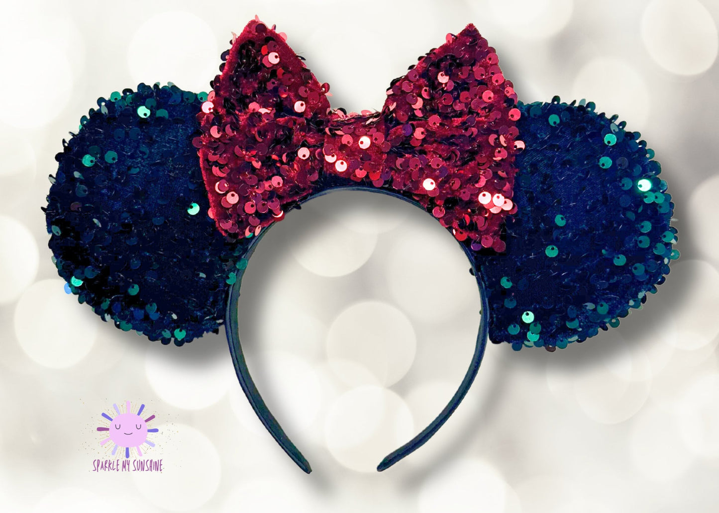 Red Green Velvet Sequin Christmas Disney Ears