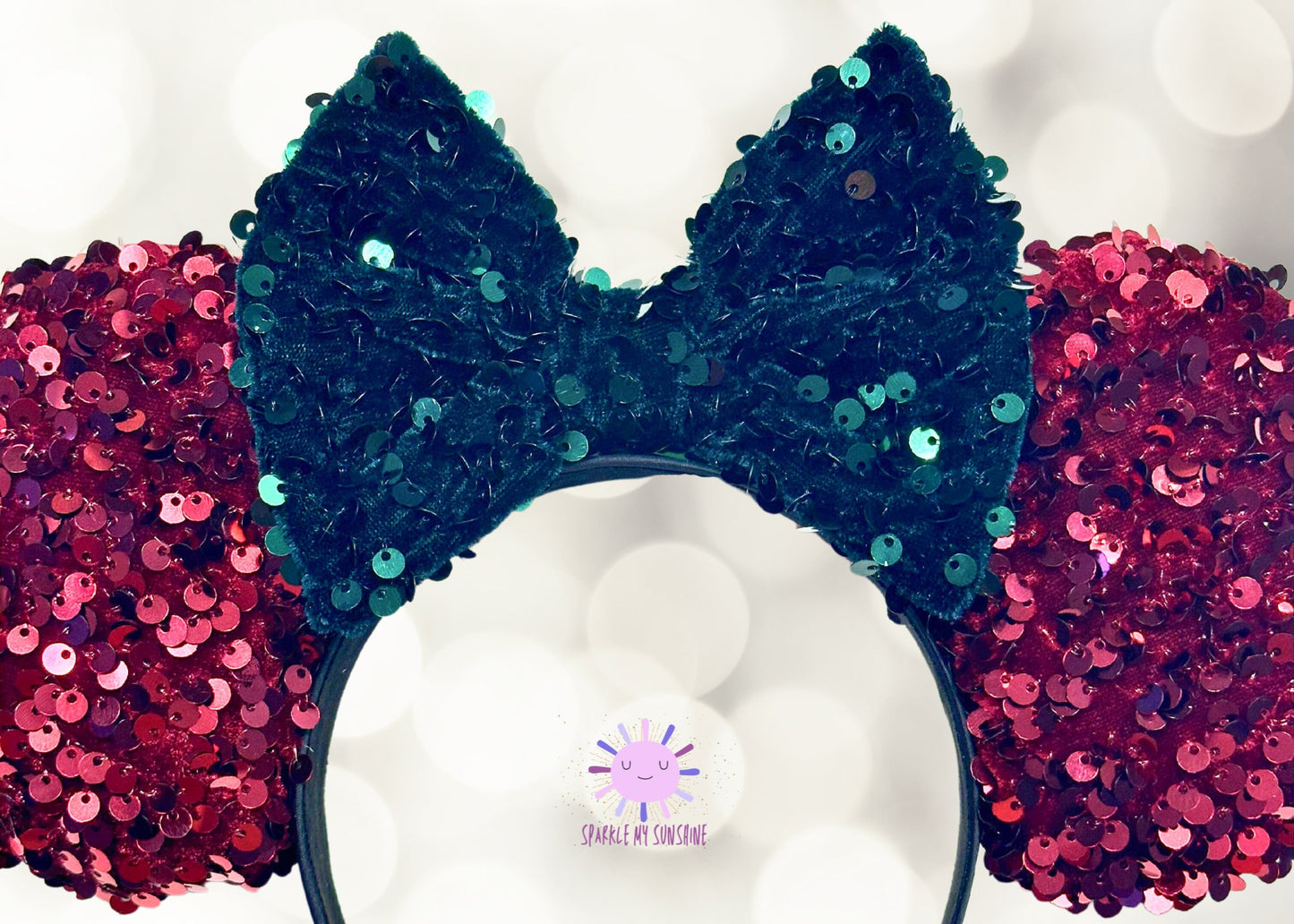 Red Green Velvet Sequin Christmas Disney Ears