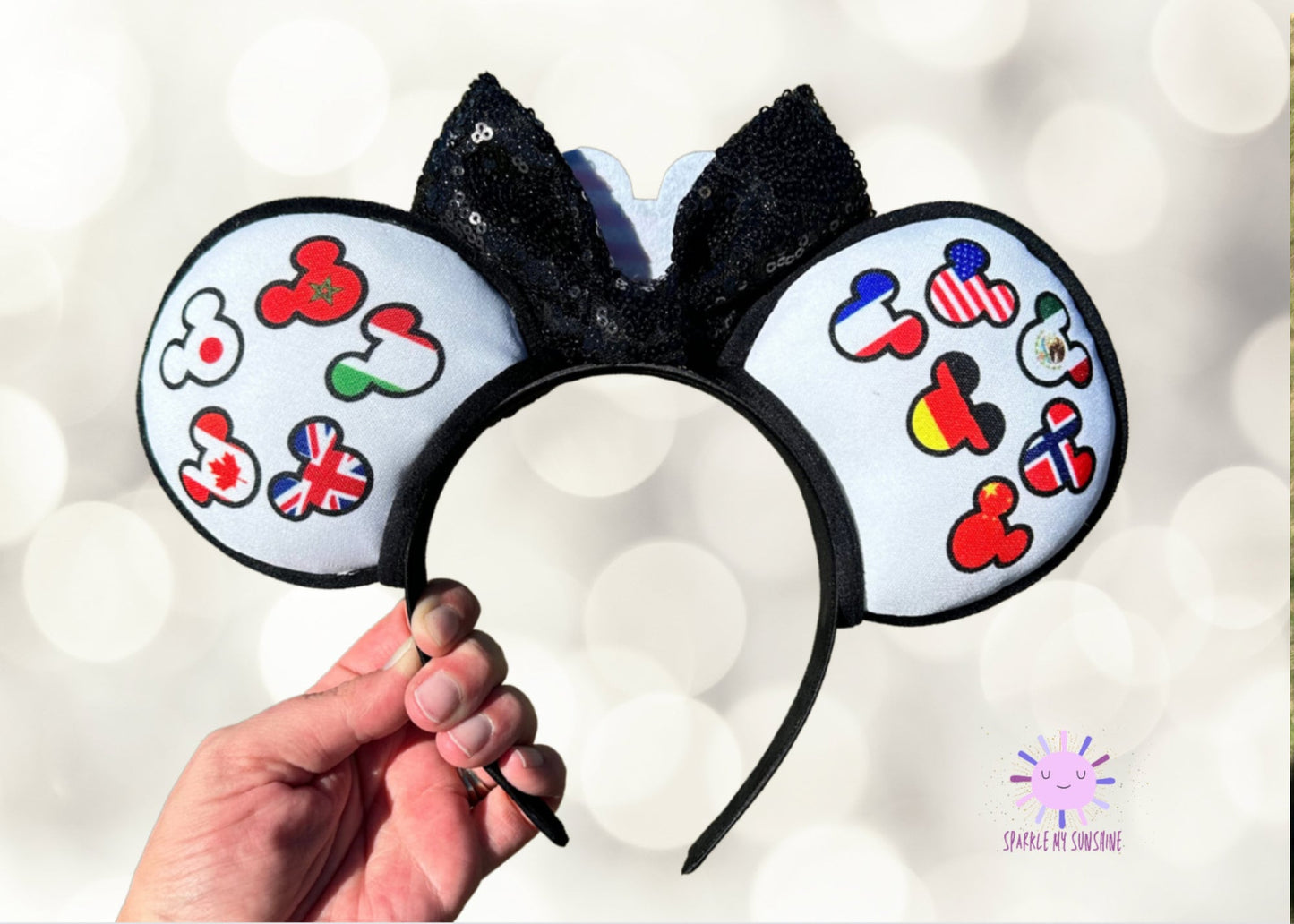 World Showcase Disney Epcot Mickey Ears, Around the World Mouse Head Minnie Ears, Disney Headband, Personalized Ears, Epcot Drinking Ears