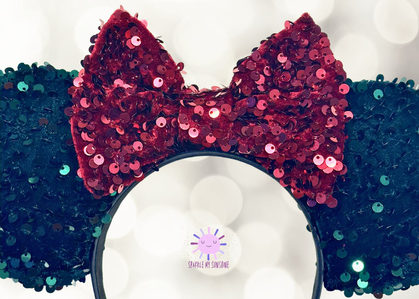 Red Green Velvet Sequin Christmas Disney Ears