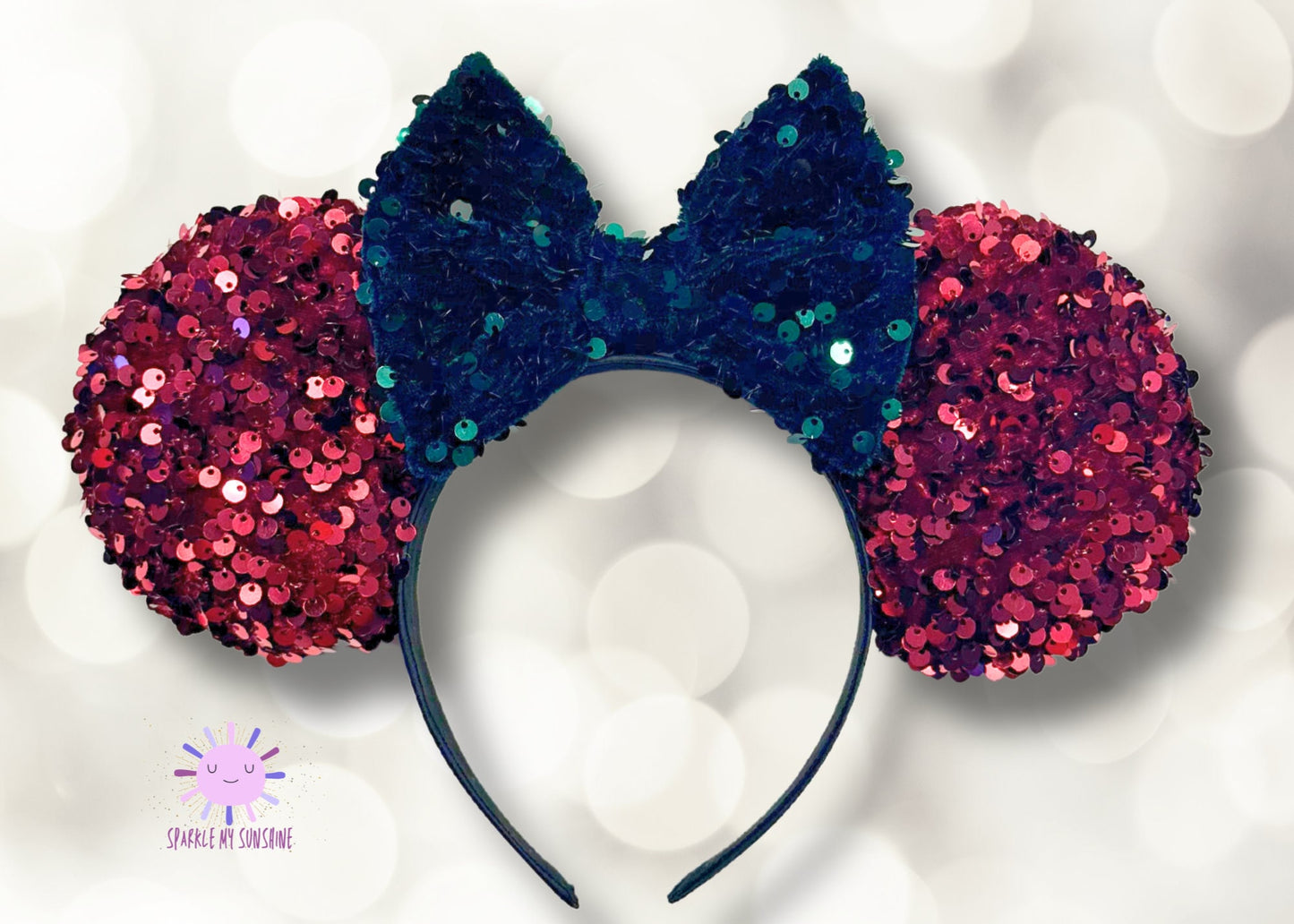 Red Green Velvet Sequin Christmas Disney Ears