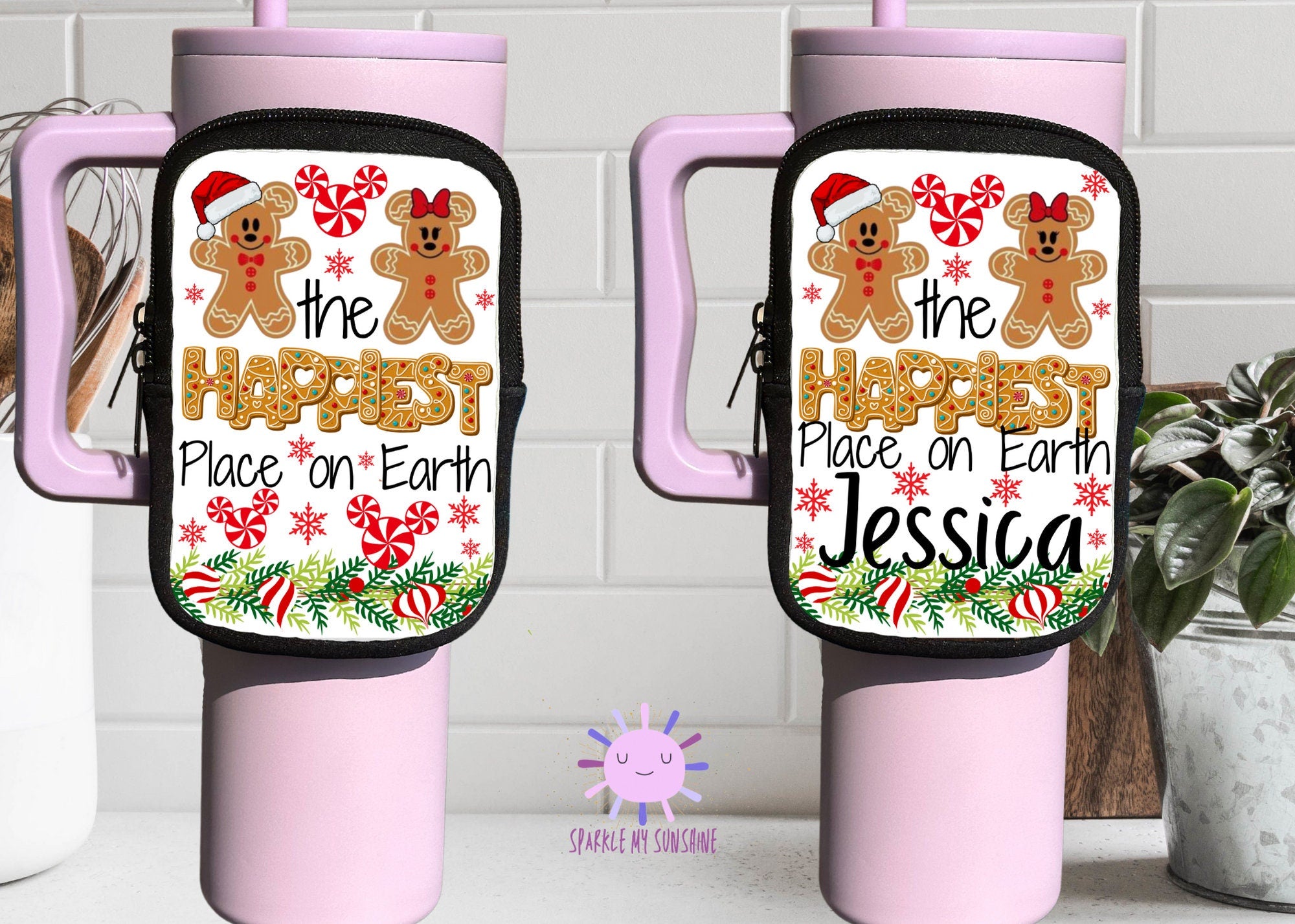 Personalized Happiest Place on Earth Christmas Tumbler Accessory Pouch