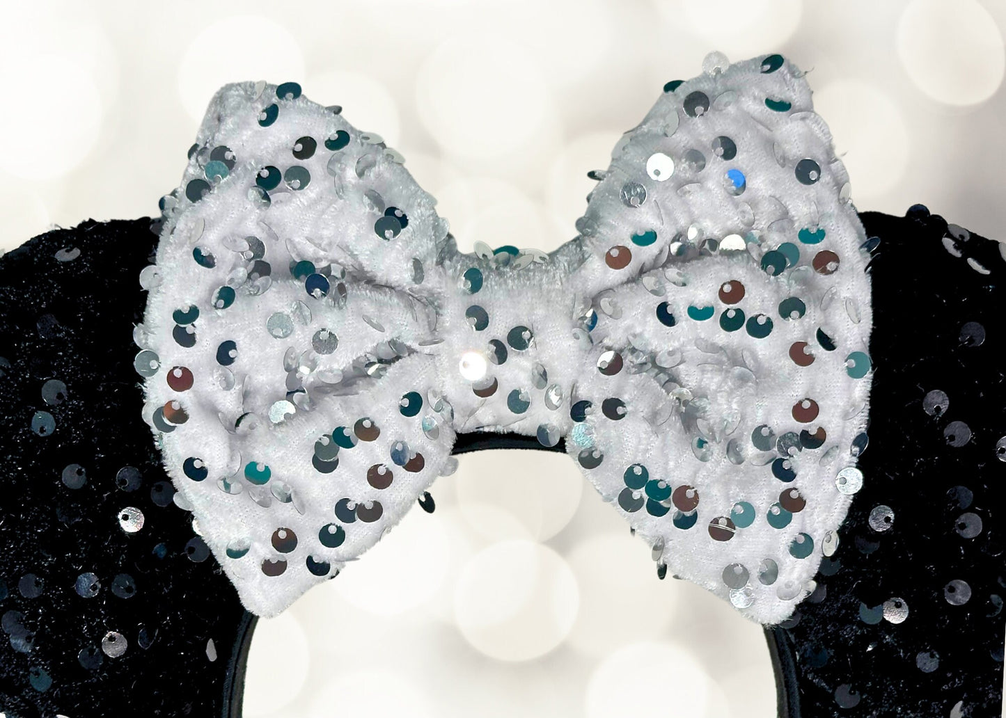 Tuxedo Disney Ears Headband, Black White Sequin Velvet Mickey Ears, Wedding Celebration Minnie Ears, New Year's Eve Headband, Birthday Ears