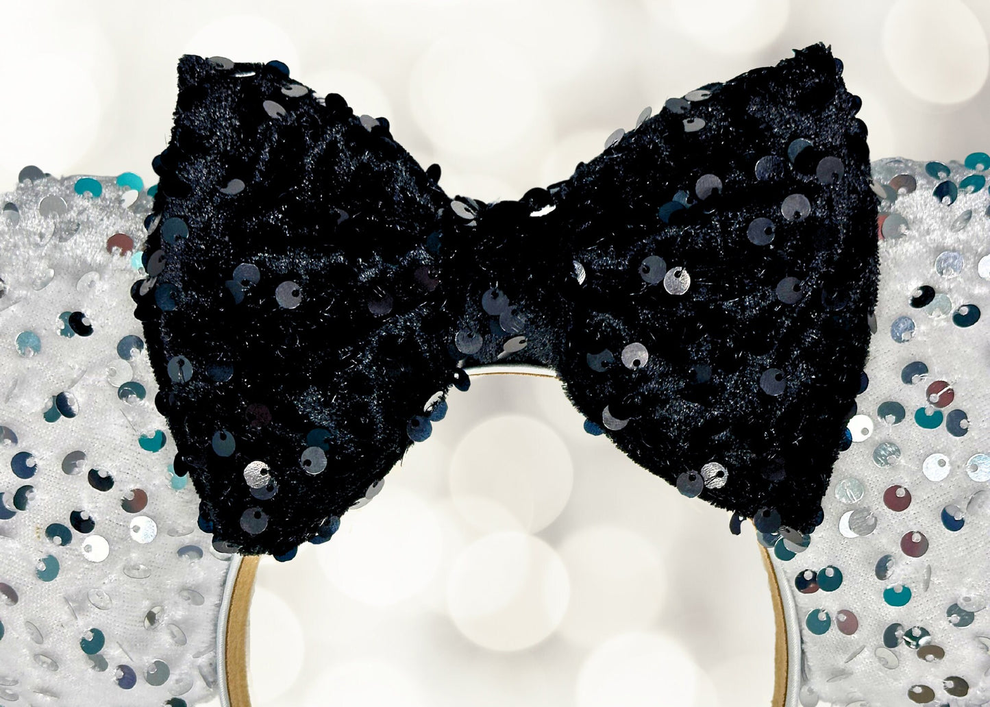 Tuxedo Disney Ears Headband, Black White Sequin Velvet Mickey Ears, Wedding Celebration Minnie Ears, New Year's Eve Headband, Birthday Ears