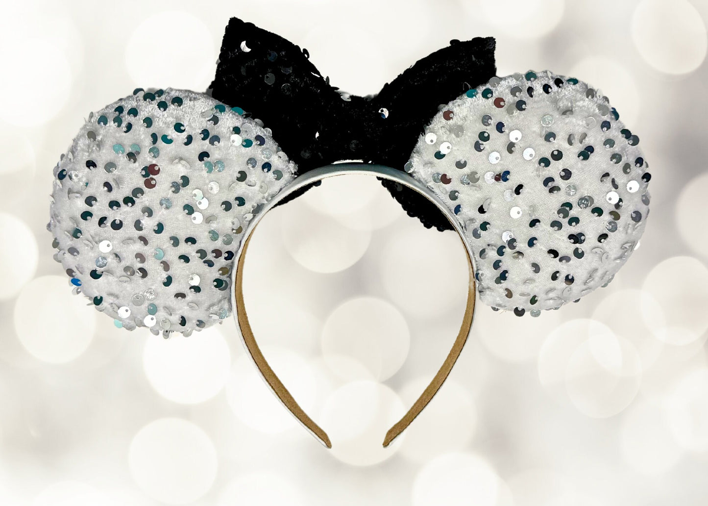 Tuxedo Disney Ears Headband, Black White Sequin Velvet Mickey Ears, Wedding Celebration Minnie Ears, New Year's Eve Headband, Birthday Ears
