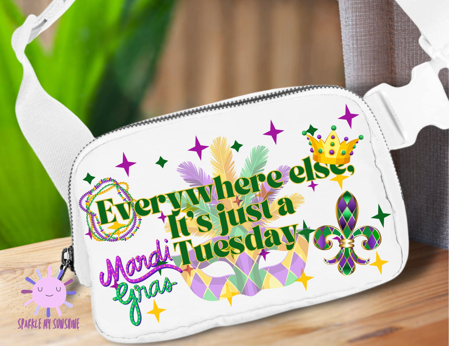Mardi Gras Fat Tuesday Custom Fanny Pack, Parade Festival Sling Bag, New Orleans Belt Bag, Small Crossbody Purse, Personalized Gifts