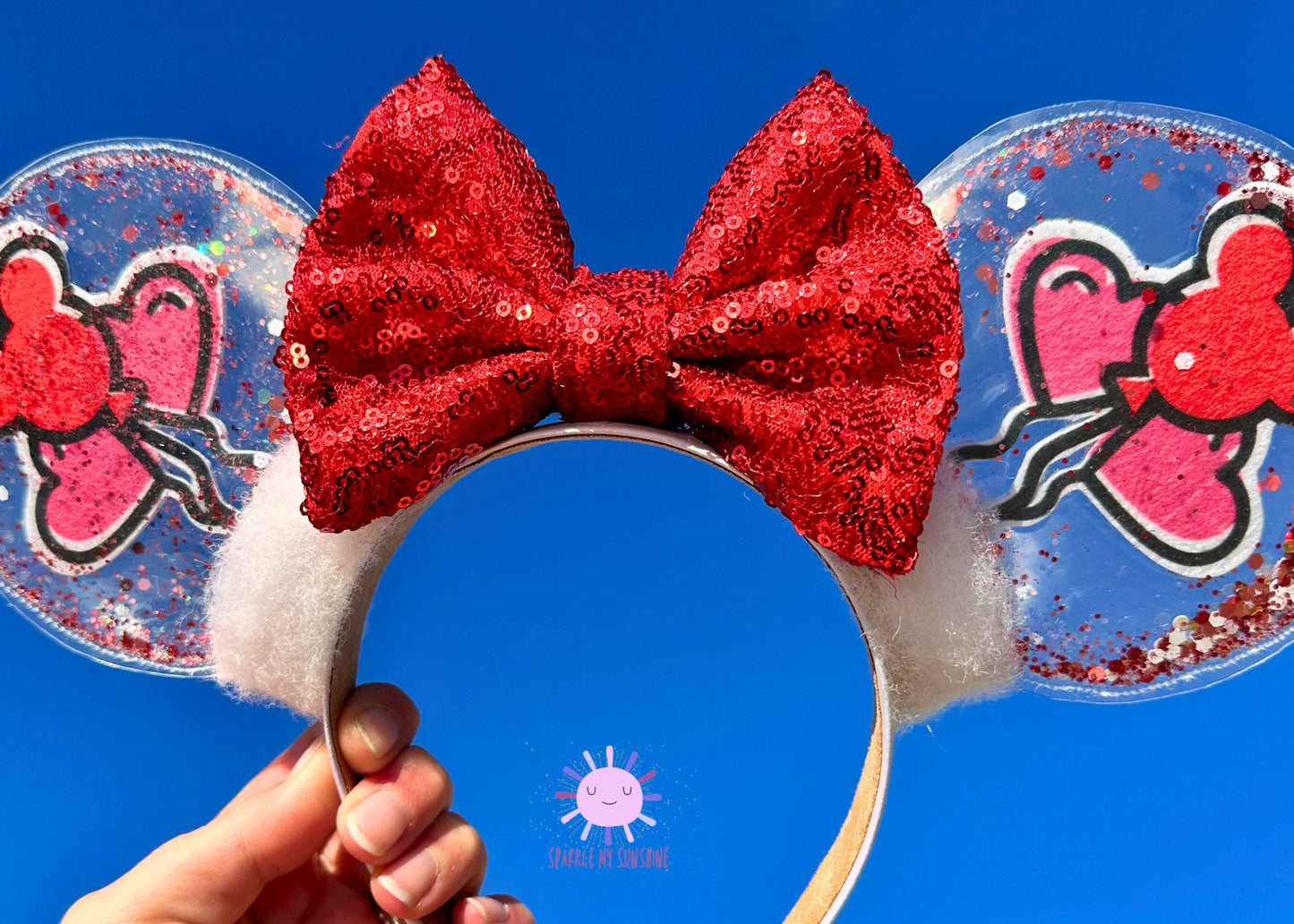 Disney Valentines Day Ears, Sweethearts Nite Mickey Ears Headband, Glitter Balloon Minnie Ears, Disneyland Mouse Ears, Custom Accessories