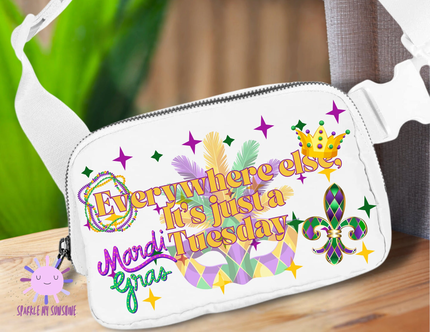 Mardi Gras Fat Tuesday Custom Fanny Pack, Parade Festival Sling Bag, New Orleans Belt Bag, Small Crossbody Purse, Personalized Gifts