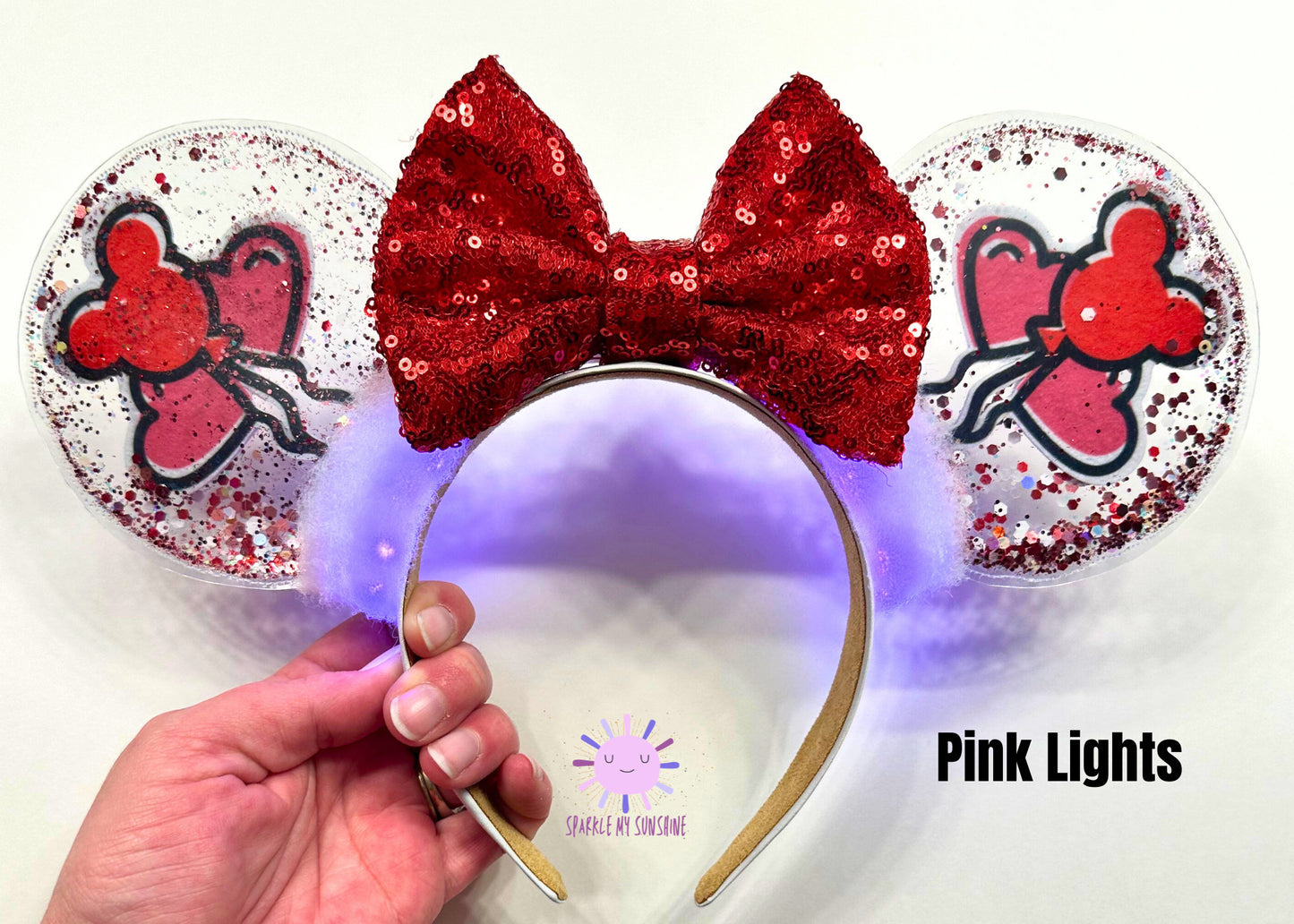 Disney Valentines Day Ears, Sweethearts Nite Mickey Ears Headband, Glitter Balloon Minnie Ears, Disneyland Mouse Ears, Custom Accessories