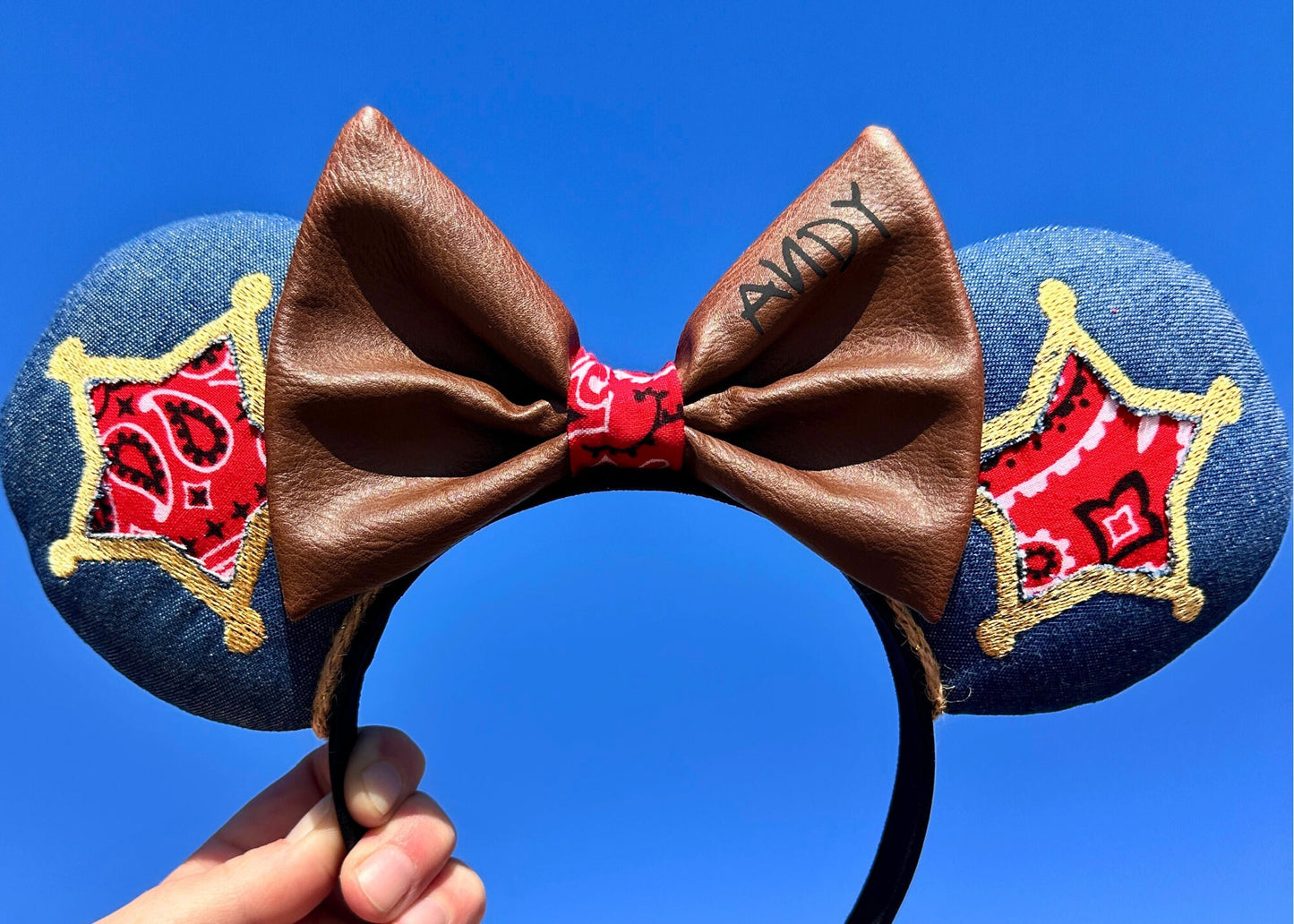 Pixar Toy Story inspired Woody Disney Ears, Cowboy Mickey Ears Headband, Custom Embroidery Minnie Ears, Movie Mouse Ears, Toy Story Birthday