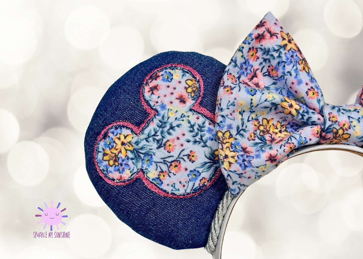 Spring Floral Disney Ears, Epcot Flower and Garden Festival Mickey Ears, Denim Blue Minnie Ears, Pink Disneyland Headband, Summer Mouse Ears