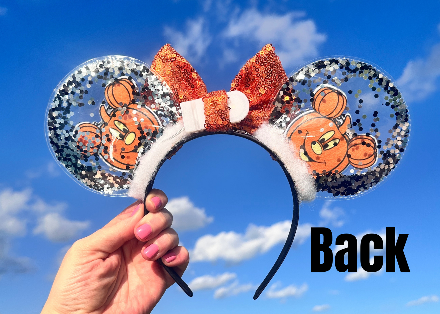 Mickey Pumpkin Halloween Glitter Bubble Ears